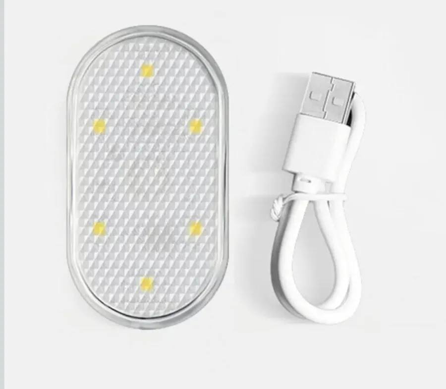 6 LED USB Rechargeable Touch Car Interior Reading Light – Wireless Magnetic Night Lamp (White)