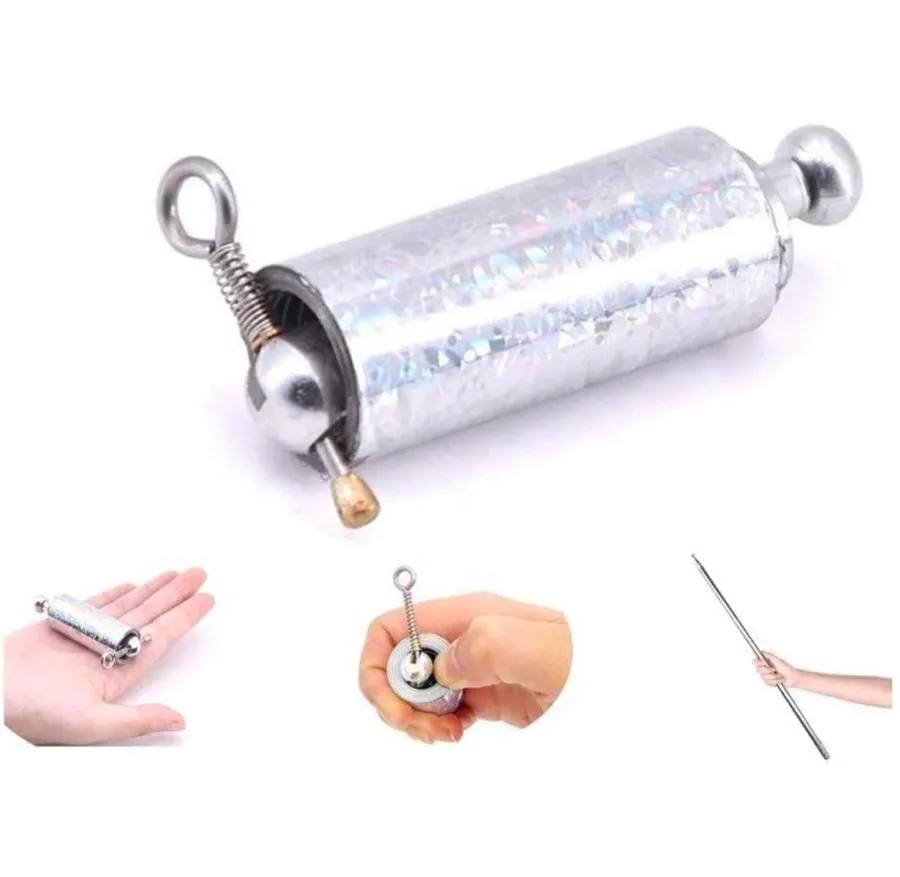 Appearing Cane Magic Wand – Silver Metal Collapsible Pocket Staff, Extendable Telescopic Magic Stick for Stage Performance & Magic Tricks