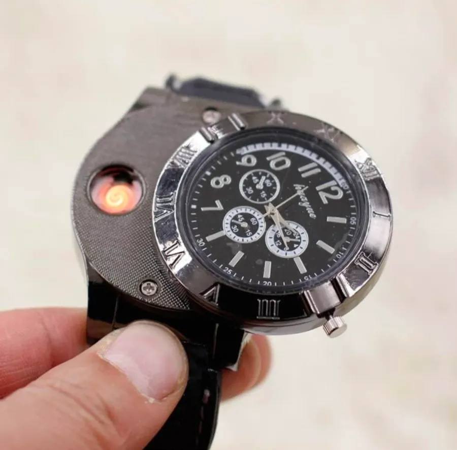 Mabron Metal Electronic Cigarette Lighter – Rechargeable Electric USB Cigar Lighter Watch, Windproof & Flameless