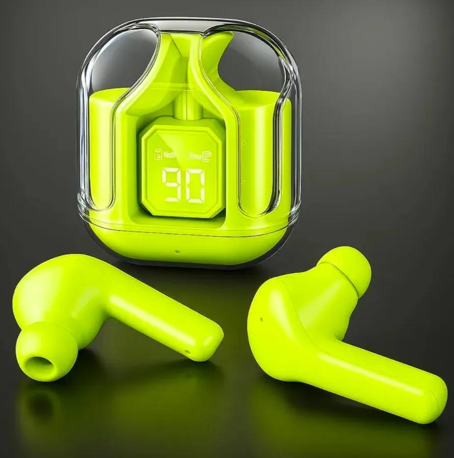 Emerald Green TWS Earbuds with Transparent Design