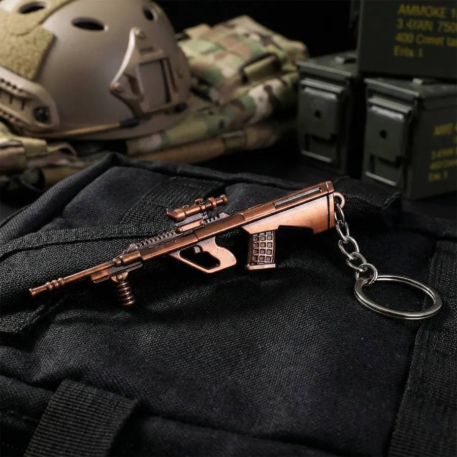 Metal Gun Shape Keychain - Premium Miniature Gun Design Key Ring for Men, Gamers & Collectors, Heavy- Duty Alloy Body, Bag Charm & Stylish Accessory for Daily Use (1 Pc)