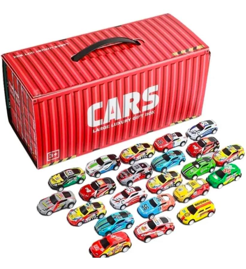 48-Piece Mini Pull-Back Racing Car Set with Storage Container