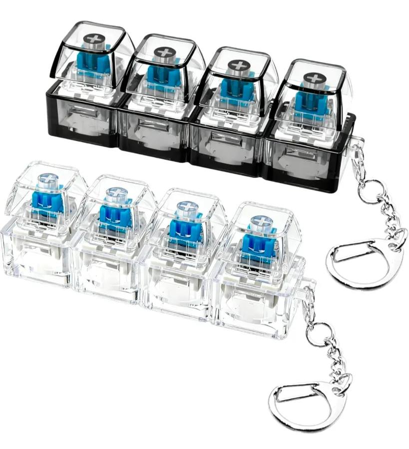 Keyboard Fidget Toy with LED Light – Mechanical Click Button Stress Relief Keychain | Portable Anxiety & Focus Booster for Office, Study & Travel