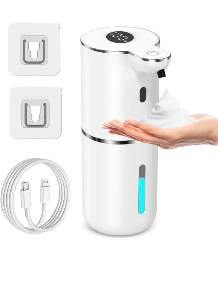 Automatic Soap Dispenser 380ml Wall Mount Refillable Touchless Soap Dispensers with 6 Modes USB Rechargeable Waterproof Bubble Sensor Hand Wash Dispensers for Wash Basin