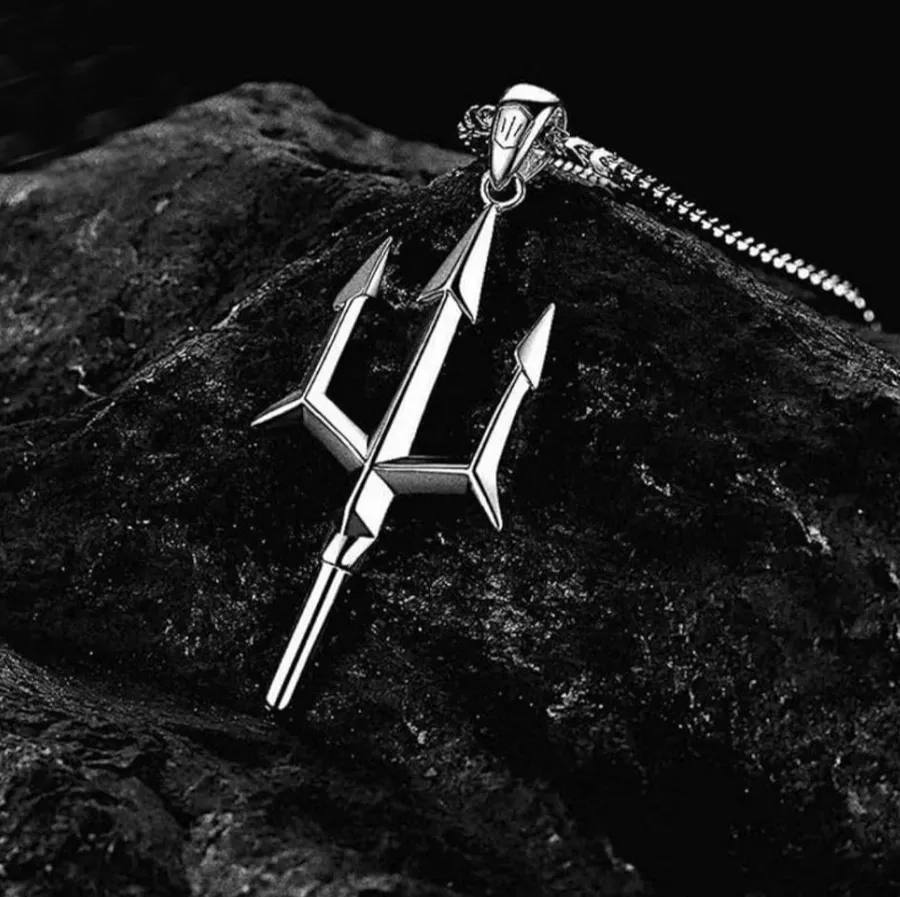 Trishul Pendant Necklace, Stainless Steel For Men Women Unisex