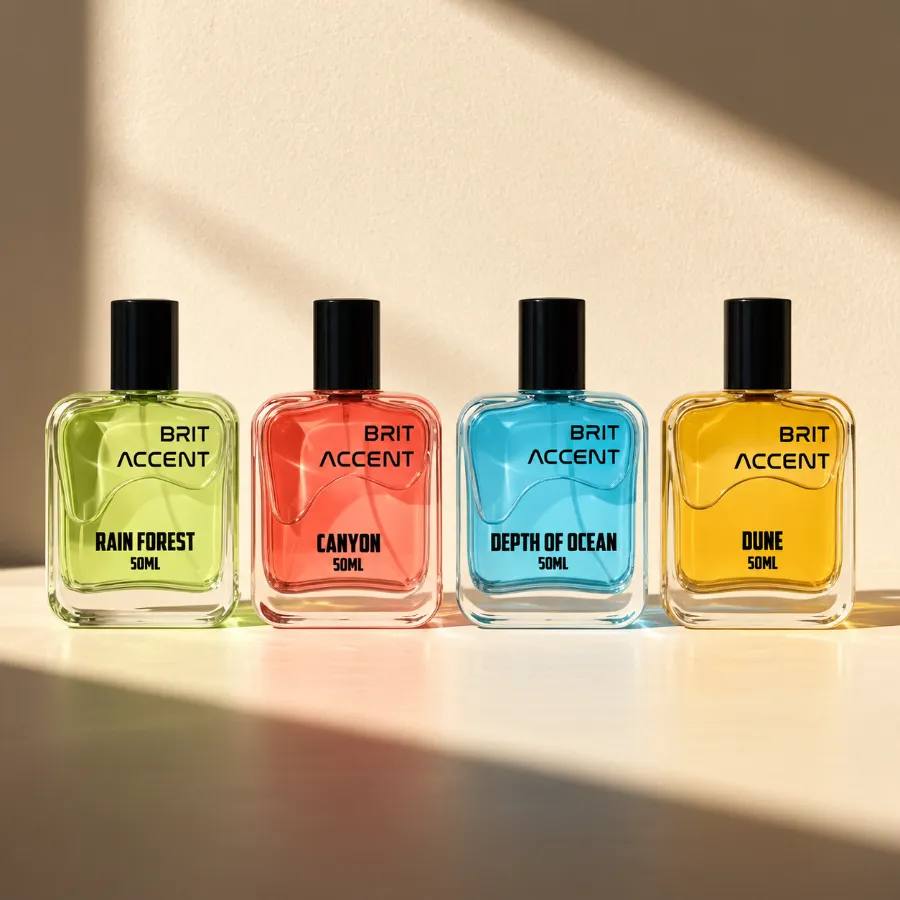 Brit Accent Combo Pack of 4 Perfumes – Rain Forest, Depth of Ocean, Canyon & Dune – 50ml Each