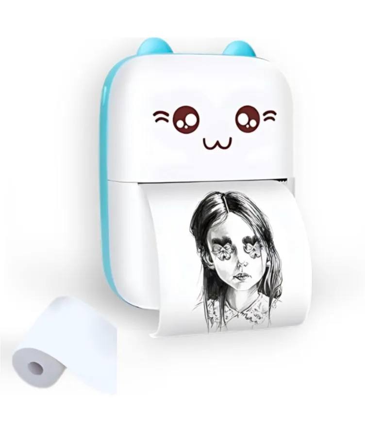 Toy Imagine Mini Portable Thermal Printer Bluetooth Pocket Printer for Kids and Adults 57mm Inkless Photo Label Printer for Notes Stickers Study Rechargeable Assorted