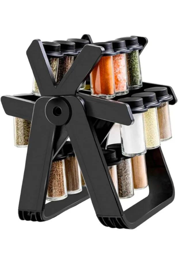 Spice Rack for Kitchen 12 pcs Plastic Rotating Revolving Spice Rack Spice Container Spice Holder Spice Organizer Rack 360 Degree Rotating