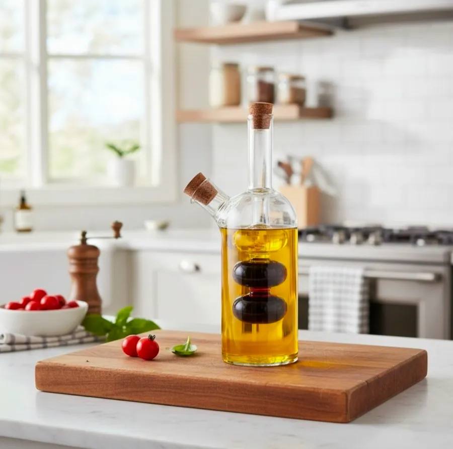 Glass Olive Oil And Vinegar Cruet Dispenser
