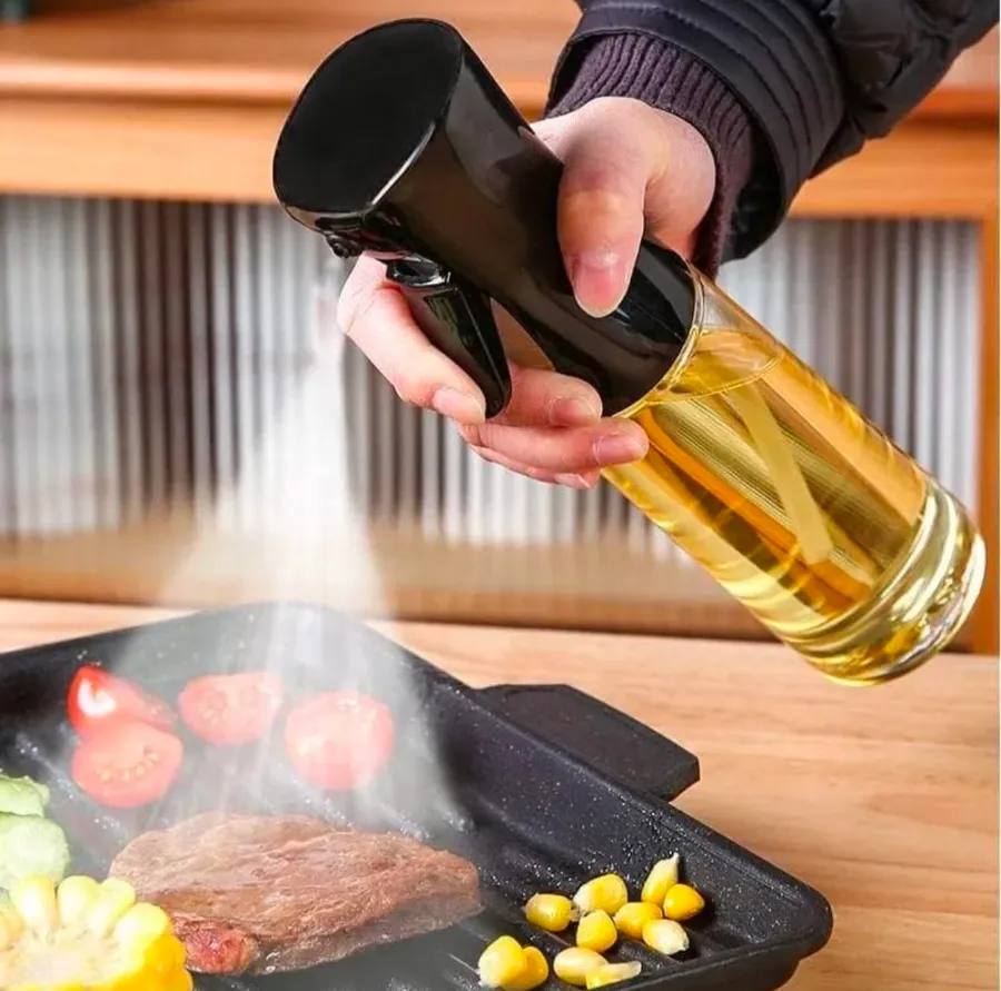 TOPLIST Oil Sprayer for Cooking | 200ml Refillable Glass Spray Bottle for Kitchen | Leakproof, Portable, Fine Mist