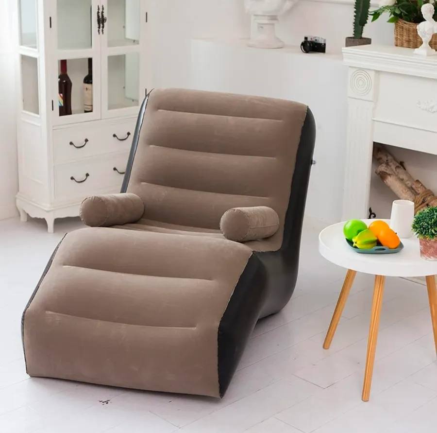 S-Shape Inflatable Sofa Chair with Electric Pump | Ergonomic Air Lounge Chair for Home, Balcony, Camping & Outdoor Use