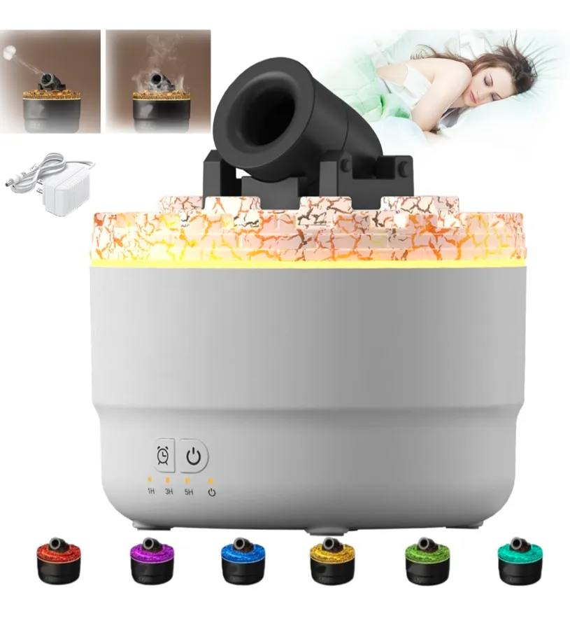 Cannon Blast Aroma Humidifier – Silent Turret Essential Oil Diffuser with 7-Color LED Night Light, 280ml Cool Mist Humidifier for Home, Bedroom & Office