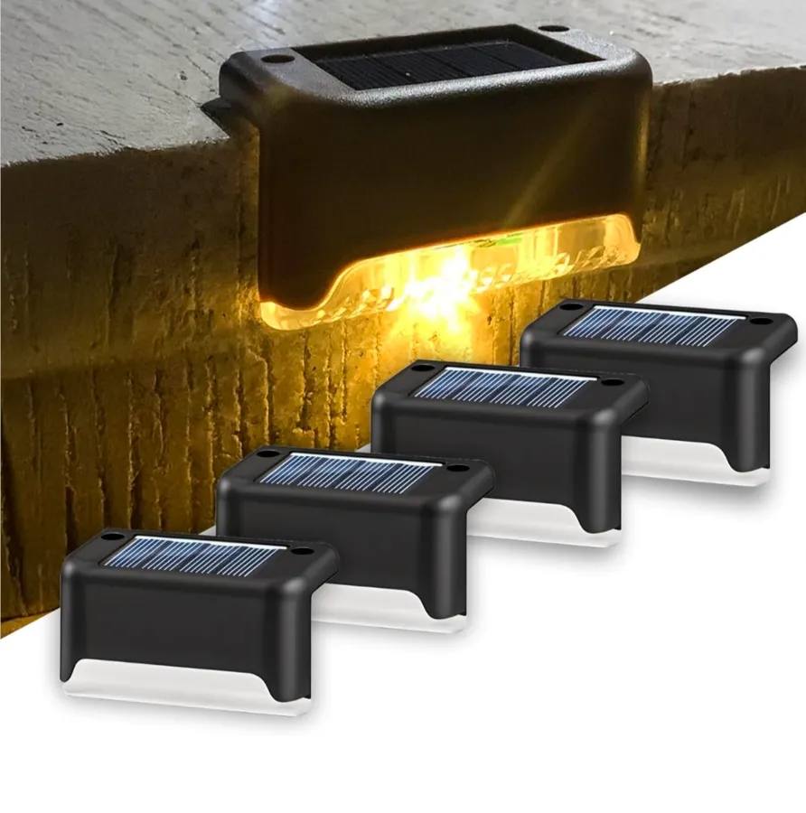 Solar-Powered Deck Light – IP65 Waterproof LED Step, Stair, Fence & Railing Light with Wide-Angle Illumination, Rechargeable Outdoor Lighting for Yard, Patio & Pathway.Pack of 4