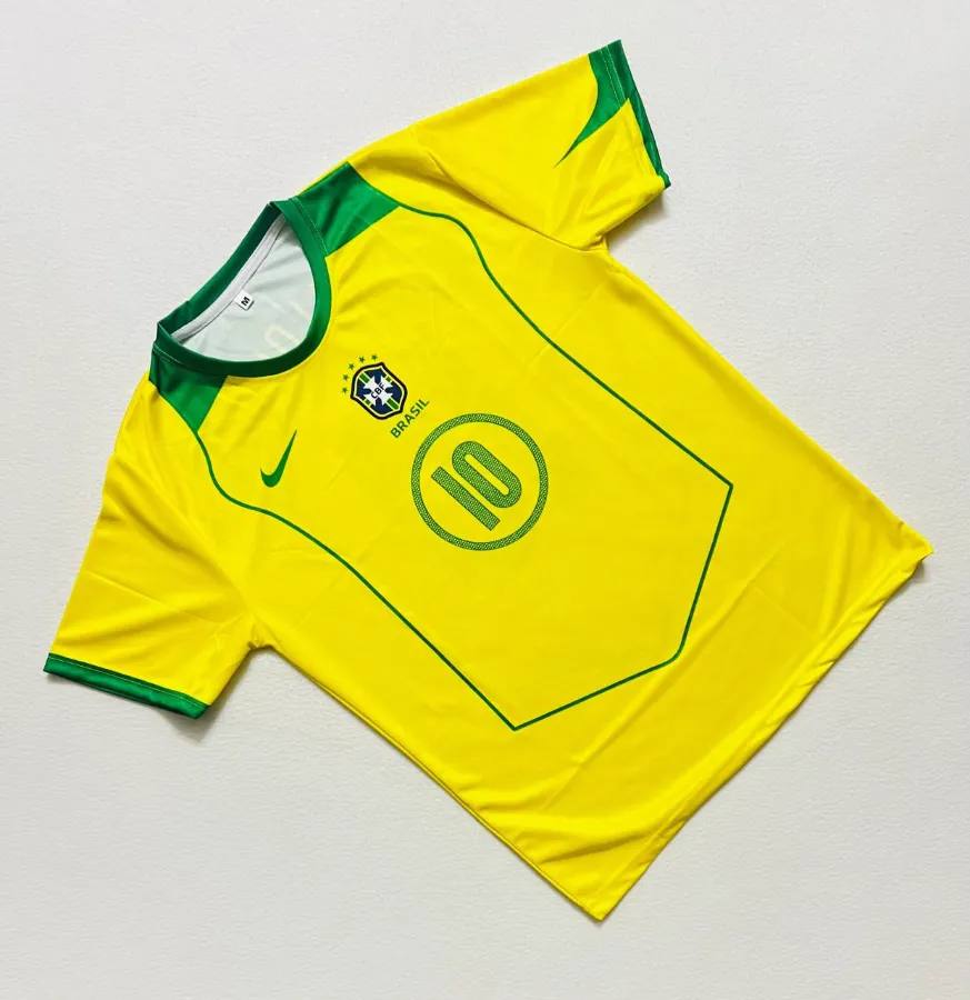 Brazil 2004-6 Home Jersey | Ronaldinho 10 | Sublimation Logo | Half Sleeve