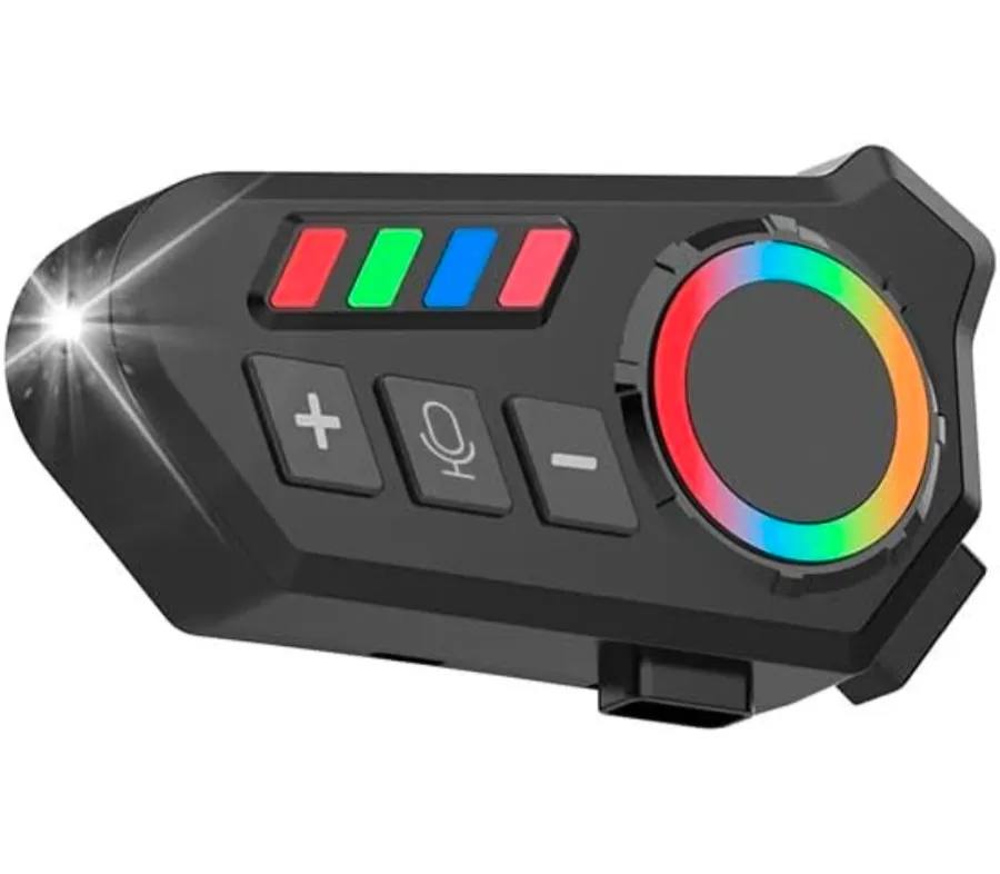 RGB Motorcycle Helmet Bluetooth Headset with Bluetooth 5.4, HD Stereo Sound, ENC Noise-Cancelling Mic, RGB Lights, 1000mAh Battery & IP67 Waterproof