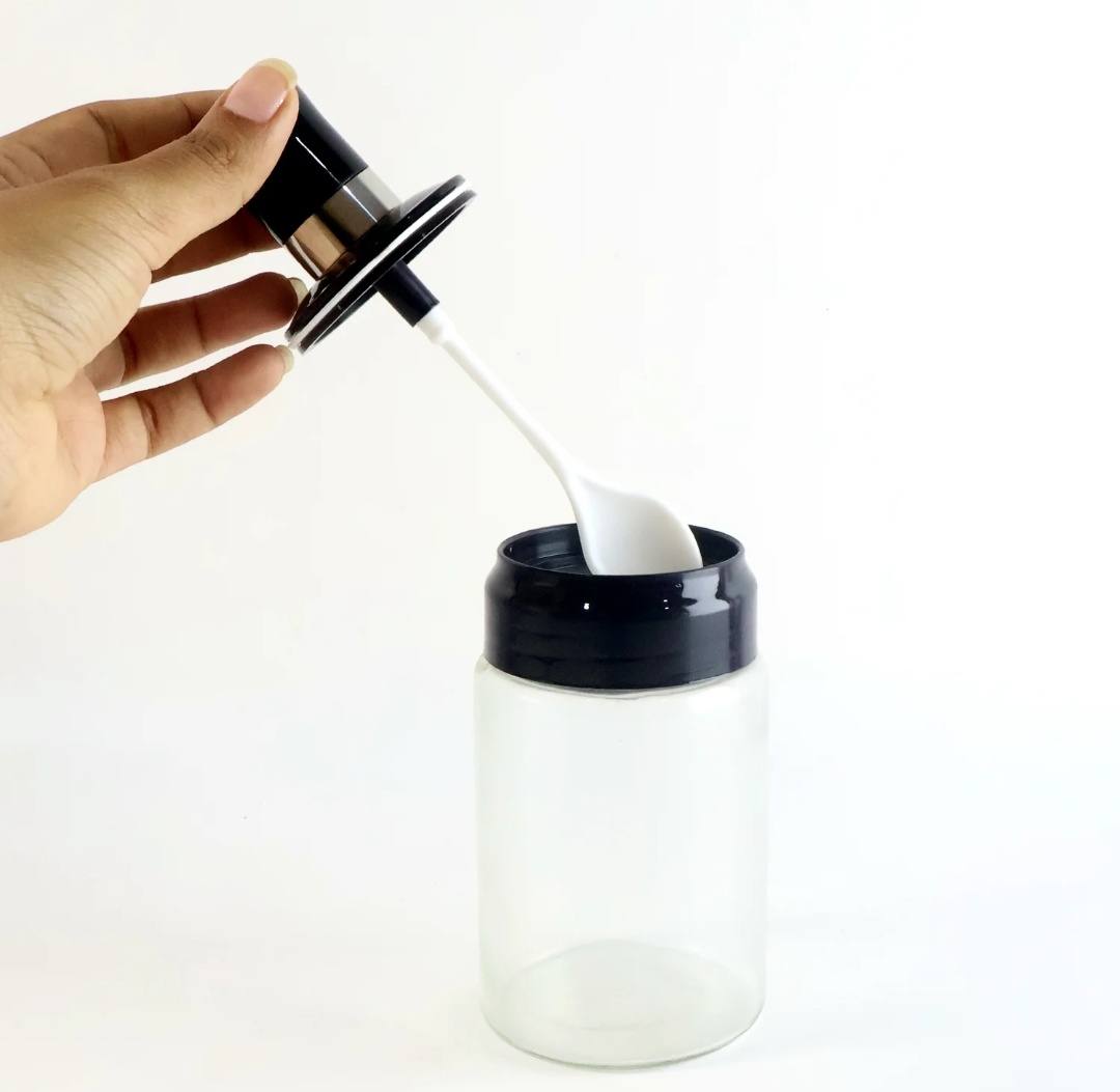 Transparent Spice Jar Set with Spoon & Airtight Lid (4 Pc)