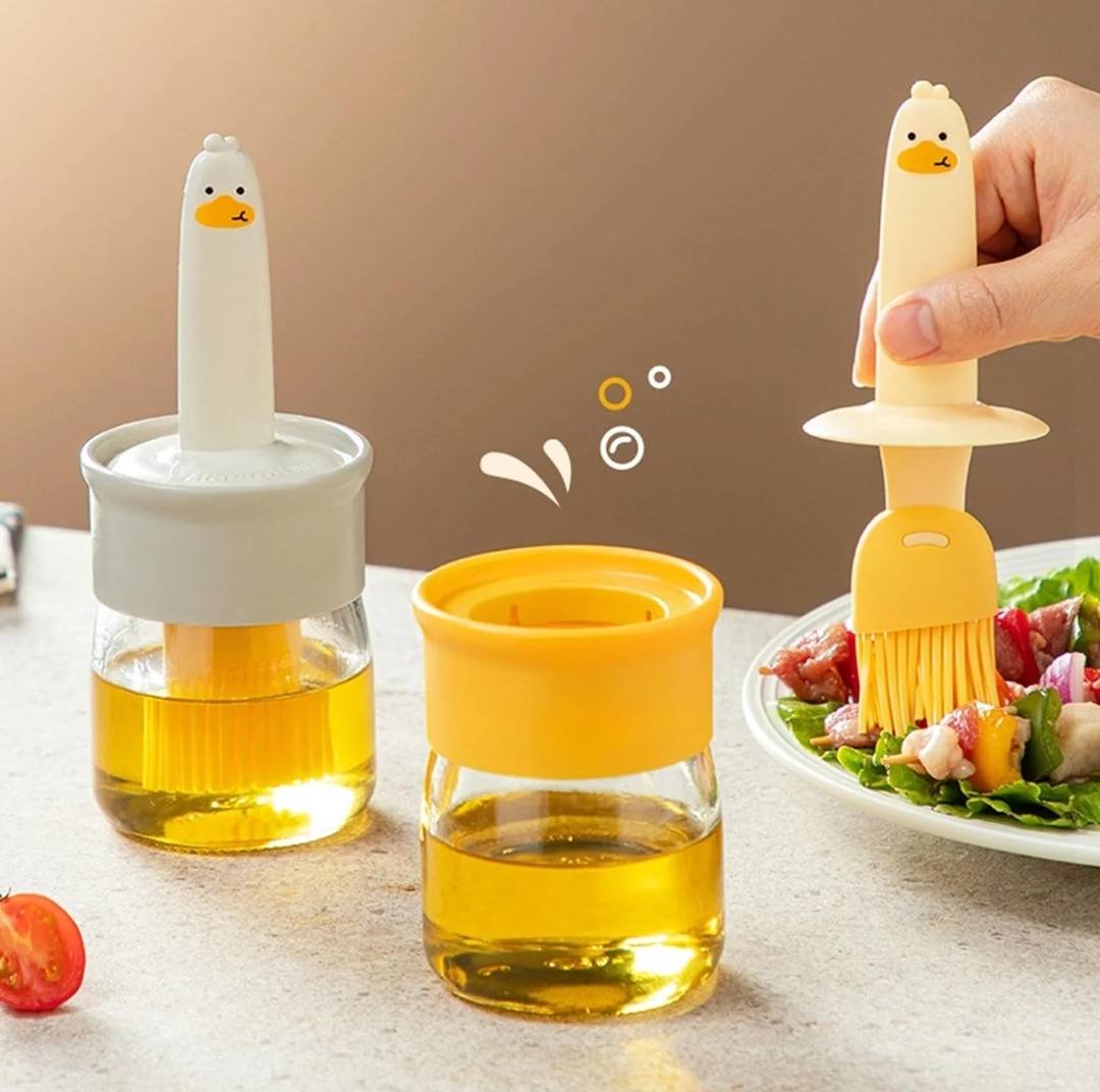 2 In 1 Oil Dispenser Bottle With Silicone Basting Brush (1 Set)