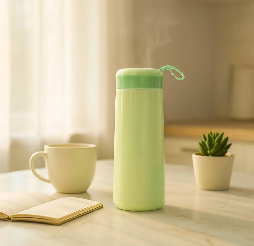 Leak-Proof Green Plastic Flask with Carry Strap – 400ML