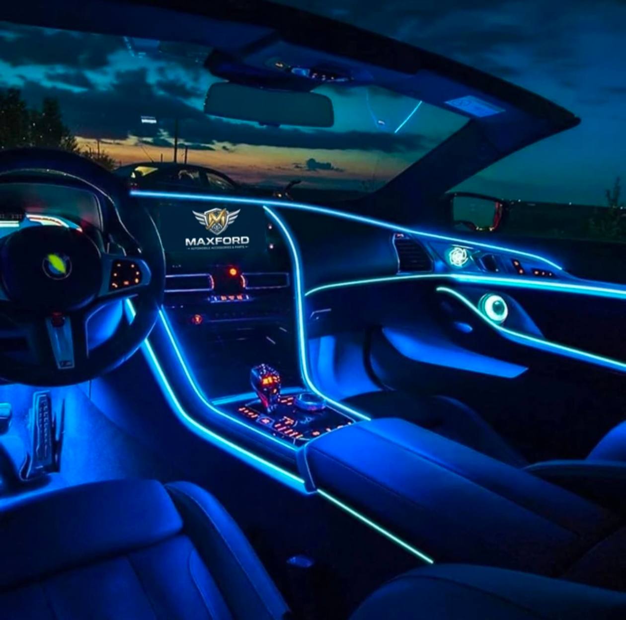 EL Wire (Blue) 5 Meter Flexible Glowing Car Interior Light 12V For All Cars Car Fancy Lights (Blue)