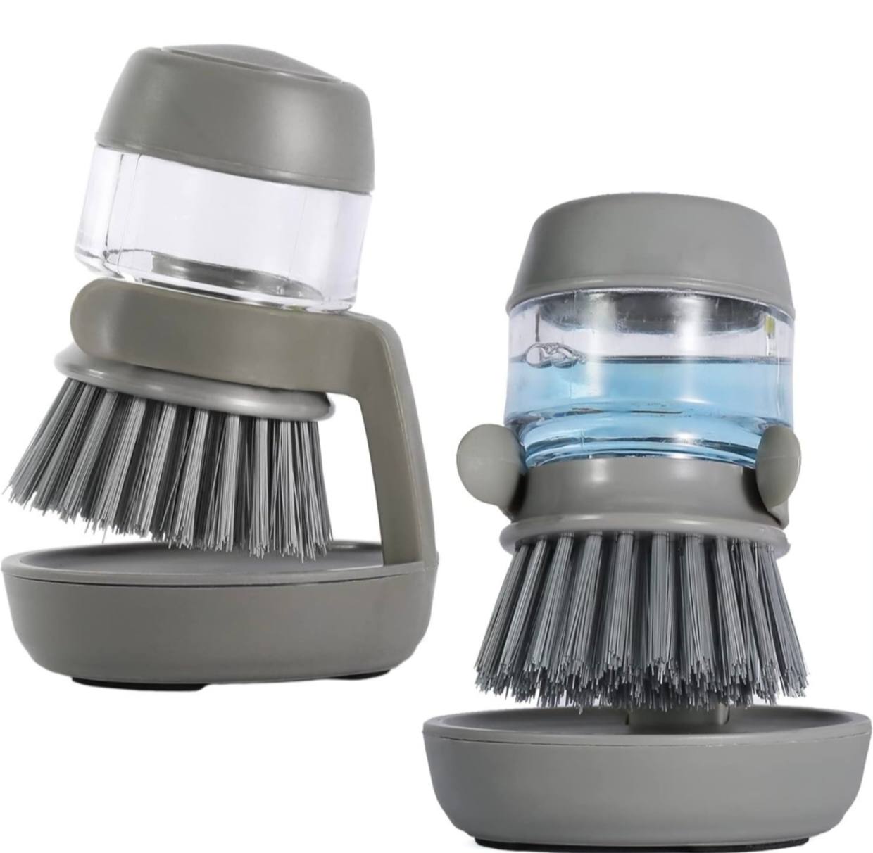Multi-Purpose Kitchen Cleaning Brush with Press Soap Dispenser and Scaling Function