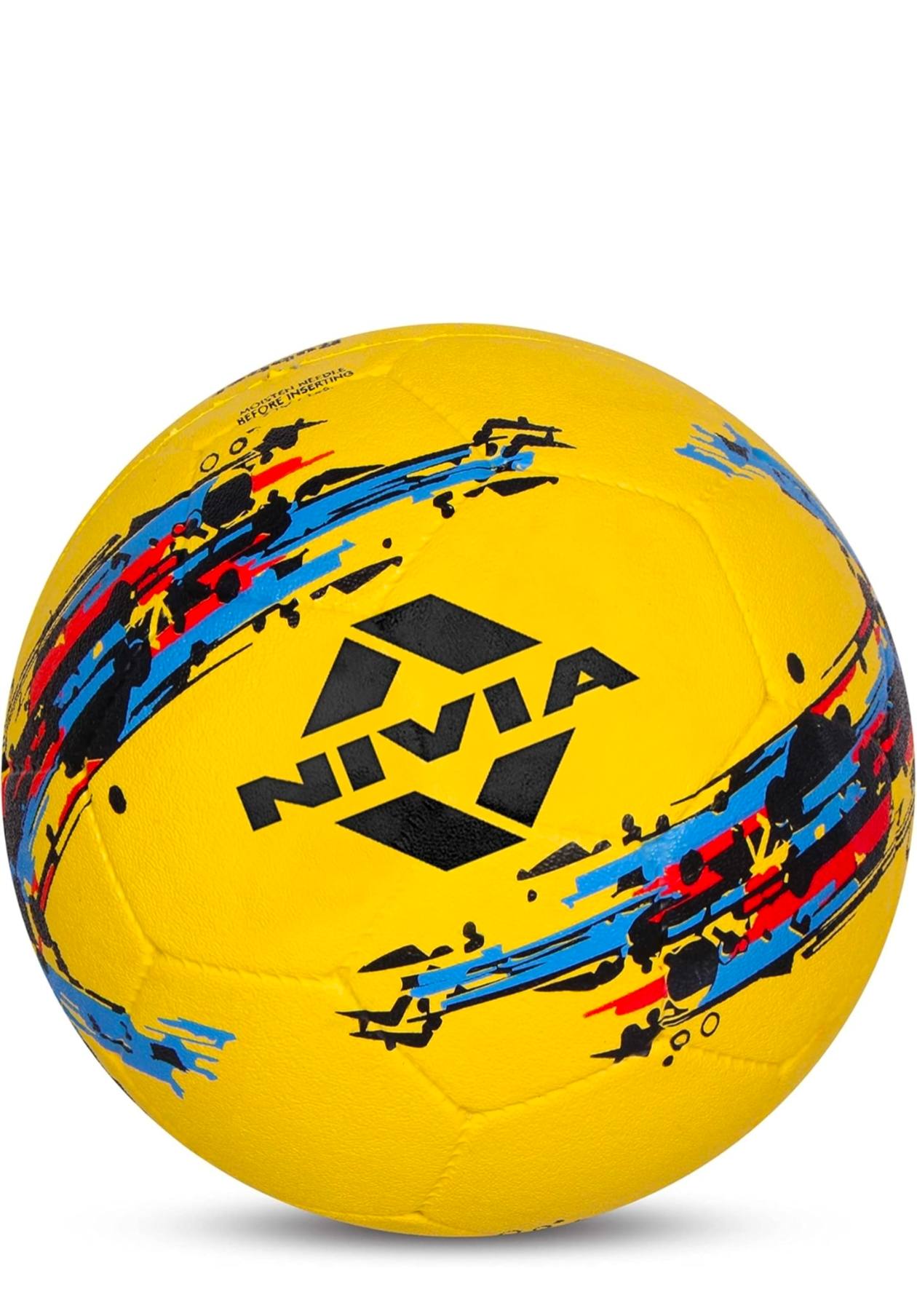 Nivia Storm Football, As Per Basic Standard, Training Ball, 32 Panels, Durable Rubber Cover Molded, Butyl Threadwounded Bladder, to Play On Hard Ground (Size - 5, Yellow)