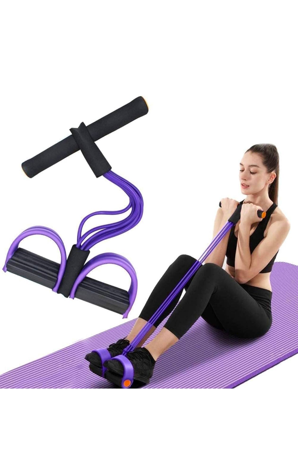 Pull Reducer Training Bands Natural Rubber 4 Tubes Body Trimmer Pedal Exerciser Yoga Crossfit Exercise, Arm Exercise, Tummy Body Building Training Men and Women
